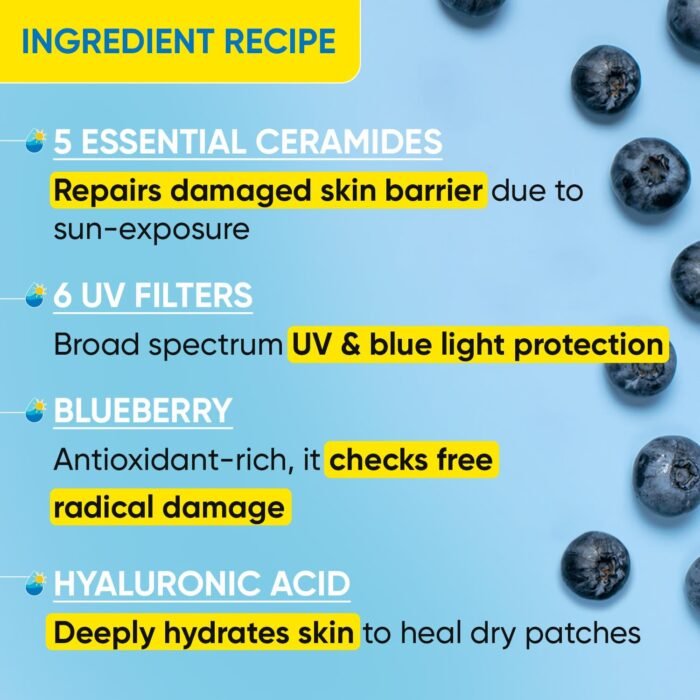 DOT & KEY Dot & Key Blueberry Hydrate Barrier Repair Sunscreen Spf 50+,Pa++++|For Dry&Sensitive Skin|Non - Greasy Finish|No White Cast|Uv&Blue Light Protection|Broad Spectrum|For Women&Men - Image 2