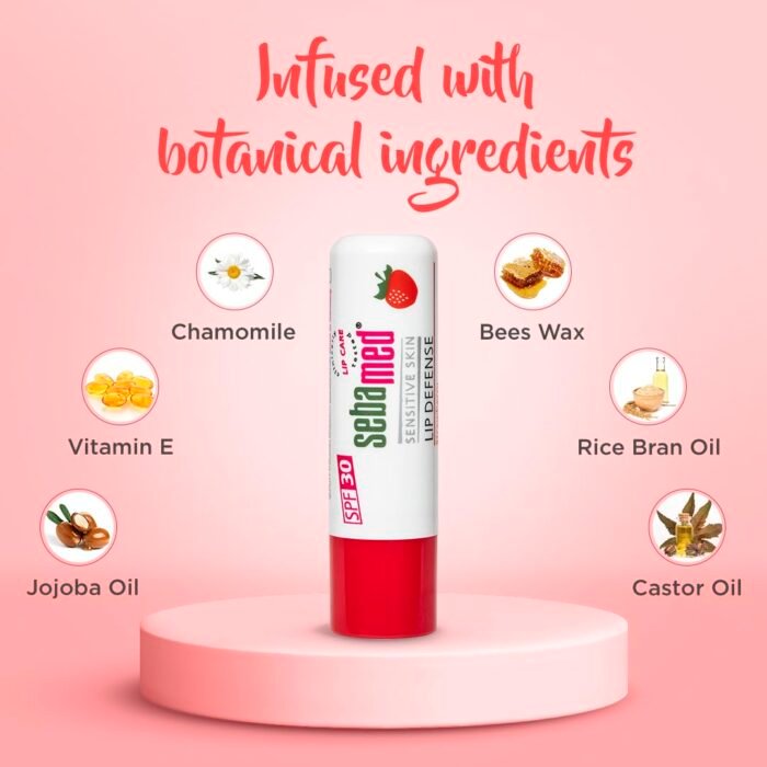 Sebamed Lip defense 4.8gm, Strawberry | SPF 30 |Lip balm for Dry & Chapped lips with natual oil & Vitamin E | UV protection | Dermatologically tested - Image 4