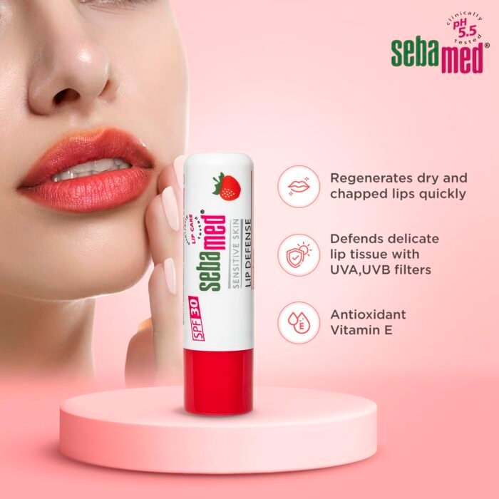 Sebamed Lip defense 4.8gm, Strawberry | SPF 30 |Lip balm for Dry & Chapped lips with natual oil & Vitamin E | UV protection | Dermatologically tested - Image 6