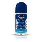 NIVEA MEN Fresh Active 50ml Deo Roll On | With Fresh Ocean Extracts | 48 H Freshness| 0% Alcohol | Dermatalogically Approved & Paraben Free Formula