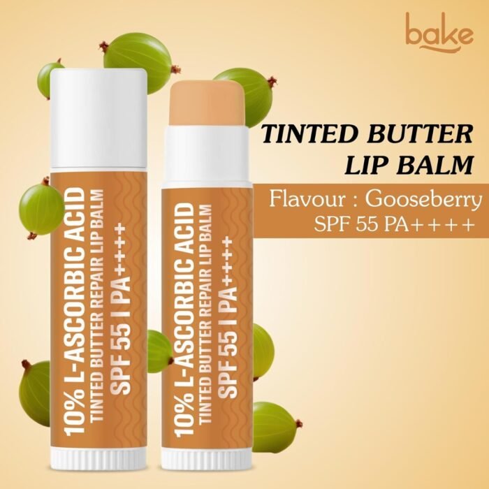 BAKE 10% L-Ascorbic Acid Tinted Butter Brightening Lip Balm SPF 55 PA++++ with Kojic Acid 24 Hour Moisturization | For Dark, Pigmented, Dry & Chapped Lips | De-Tan Lip Balm | For Men & Women - 5g - Image 5