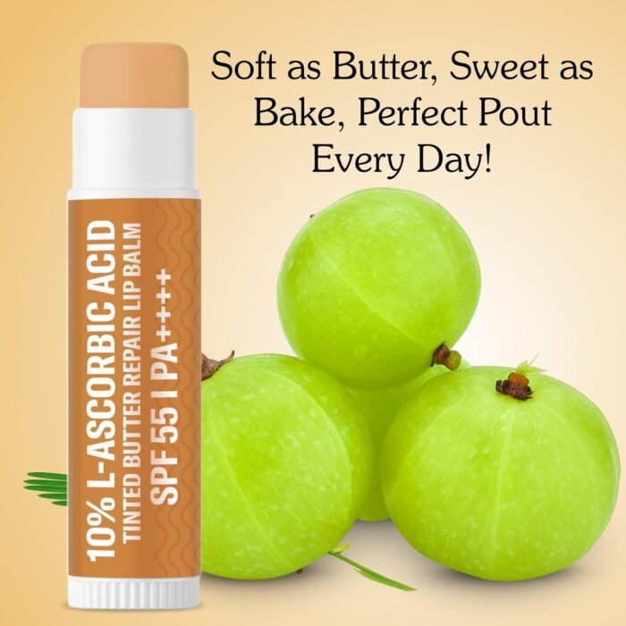 BAKE 10% L-Ascorbic Acid Tinted Butter Brightening Lip Balm SPF 55 PA++++ with Kojic Acid 24 Hour Moisturization | For Dark, Pigmented, Dry & Chapped Lips | De-Tan Lip Balm | For Men & Women - 5g - Image 8