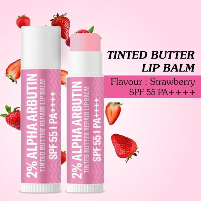 BAKE 2% Alpha Arbutin Tinted Butter Brightening Lip Balm SPF 55 PA++++ with Niacinamide, Lactic Acid | For Dark, Pigmented, Dry & Chapped Lips | Brightens Pigmented Lips | UVA/B Rays Sun Protection - 5g - Image 5