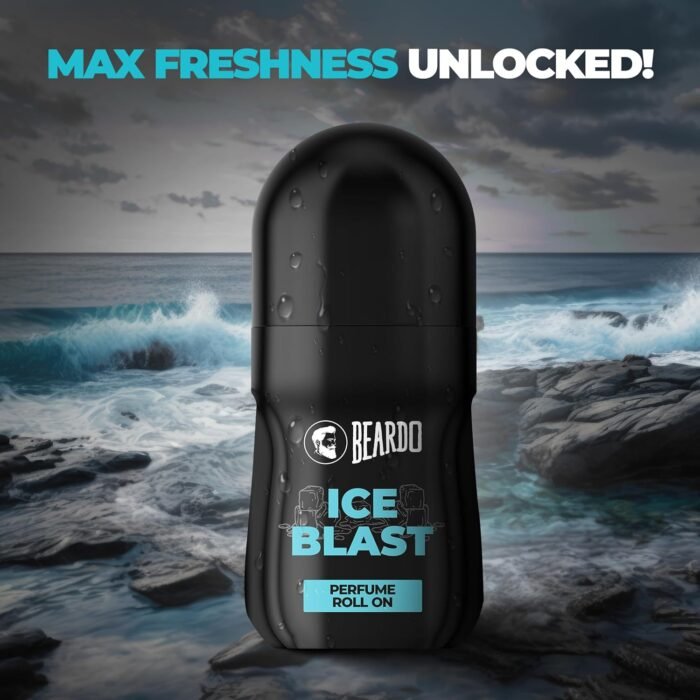 Beardo Ice Blast Perfume Roll-On, 50ml for Men | Long-Lasting Menthol Freshness with Musk & Woody Notes | Perfumed Antiperspirant for Odour Protection | No Sweat, Cooling Effect, All-Day Freshness - Image 6