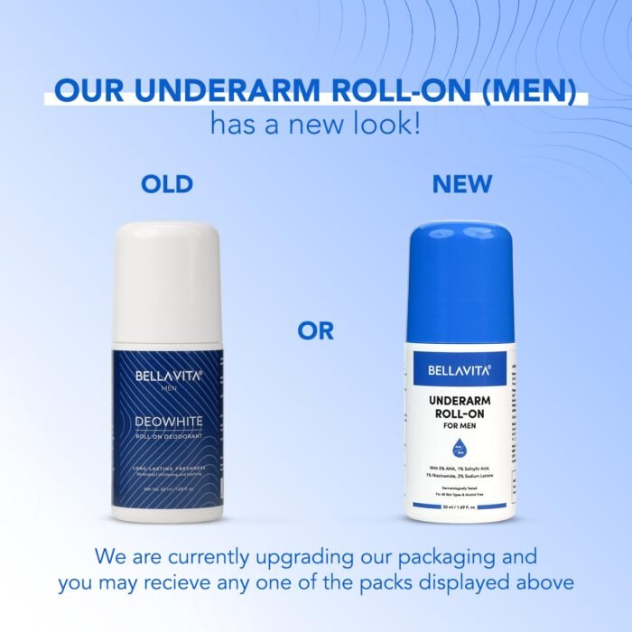 Bella Vita Organic Deo White Deodorant for Men, Natural Roll On for Dark Underarms Lightening, Long Lasting Freshness 50ml - Image 2