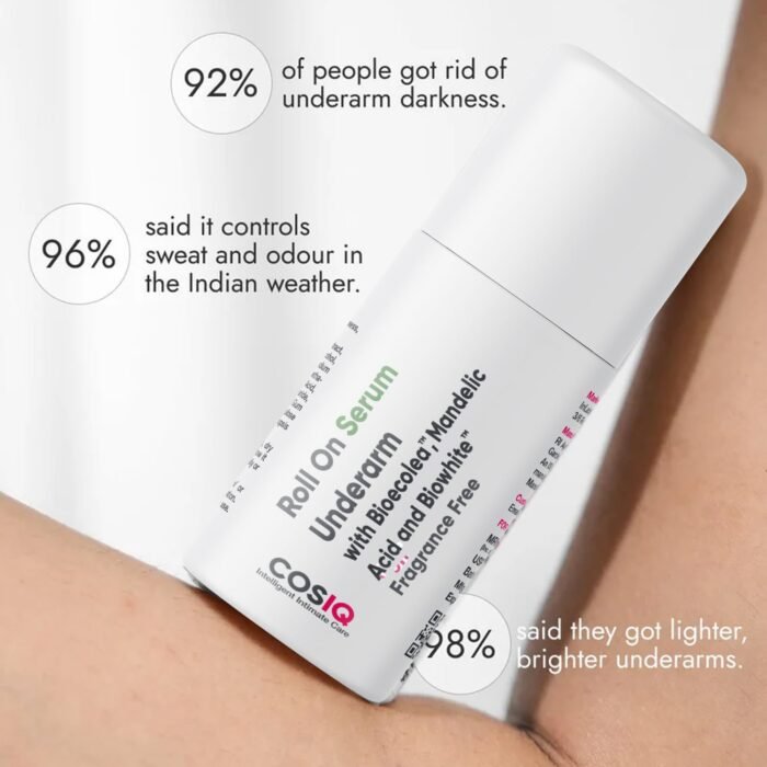 Cos-IQ Brightening Underarm Roll On Serum | With Bioecolea, Mandelic Acid and Bio White | Fragrance Free | Controls Odour, Provides all-day freshness, softens Skin Long-Lasting Protection | Brightens Skin & Exfoliates Underarms | Suitable For Sensitive Skin | 40Ml - Image 2