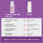 FemiSafe 3% AHA BHA Underarm Roll-On|Controls Odour & Reduces Pigmentation | Alcohol-Free | Antiperspirant with 48H Protection | Unisex Roll-On (50ml) - Image 6