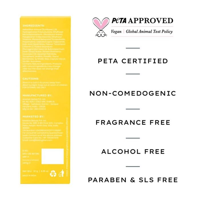 Hyphen Mango Lip Balm SPF 50 PA++++ | 2% Kojic Acid Brightening LipBalm for Dark & Pigmented Lips | 1% Vitamin E & Vitamin C | Moisturizing SPF LipBalm for Dry Lips - 10 g - Image 8