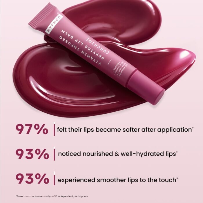 Hyphen Tinted Lip Balm | Brightens & Reduces Dark Lips & Pigmentation | 1% Vitamin E, Peptide & 2% Squalane | Winter Lip Care | 24H Moisturization for Dry & Chapped Lips | Orchid (Mauve Shade)- 10g - Image 6