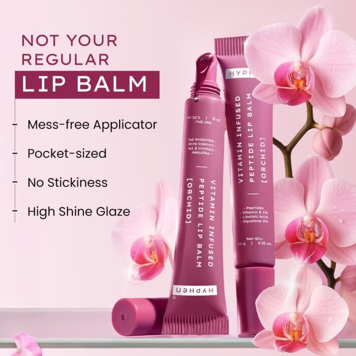 Hyphen Tinted Lip Balm | Brightens & Reduces Dark Lips & Pigmentation | 1% Vitamin E, Peptide & 2% Squalane | Winter Lip Care | 24H Moisturization for Dry & Chapped Lips | Orchid (Mauve Shade)- 10g - Image 7