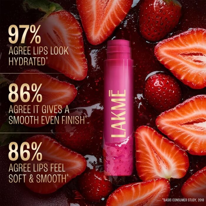 Lakme Lip Love Care Stick Strawberry, with 10% Vitamin E Complex, nourished with Shea & Cocoa Butter and enriched with Almond & Jojoba Oil for 24hr moisturization in just 1 swipe, with SPF 15, 4.5g - Image 6