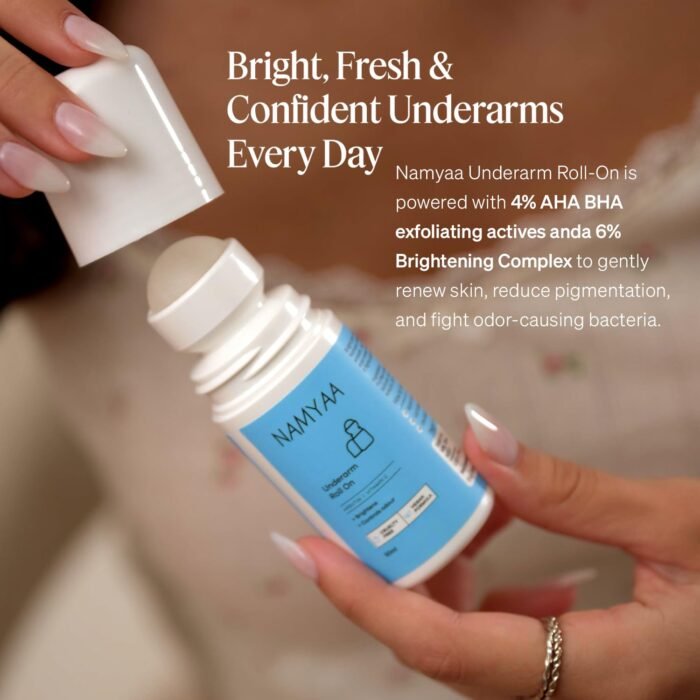 Namyaa Underarm Roll On with 4% AHA BHA and 6% Brightening Complex | Reduces Pigmentation & Odour - Keeps Skin Fresh & Clean 50ml - Image 2