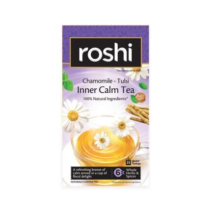 Roshi Inner Calm Tea |25 Teabags| Calming Floral Herbal Tea with Pure Chamomile and Tulsi for relaxation and Good Sleep | Bedtime Chamomile tea| Caffeine-free
