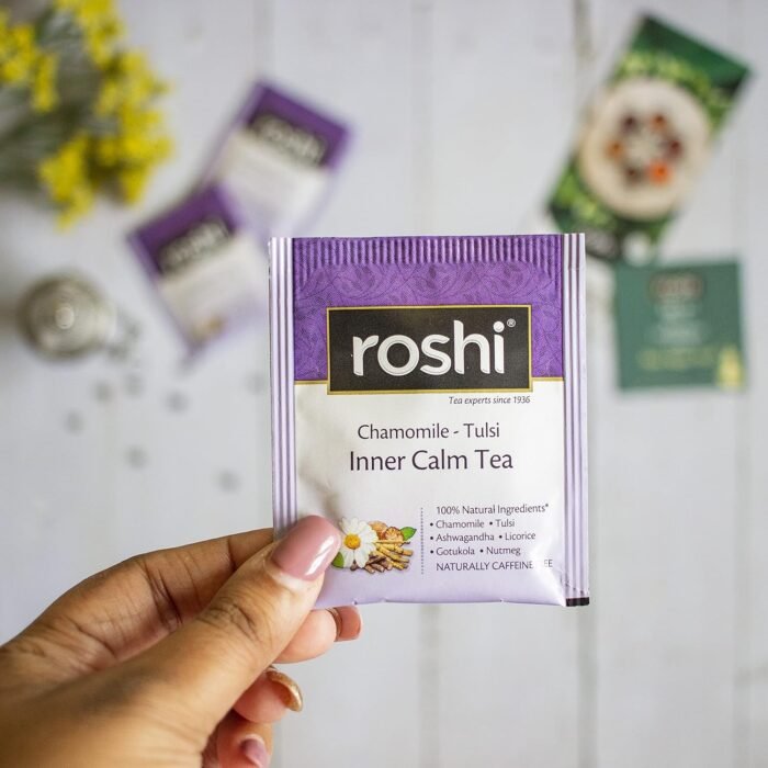 Roshi Inner Calm Tea |25 Teabags| Calming Floral Herbal Tea with Pure Chamomile and Tulsi for relaxation and Good Sleep | Bedtime Chamomile tea| Caffeine-free - Image 4