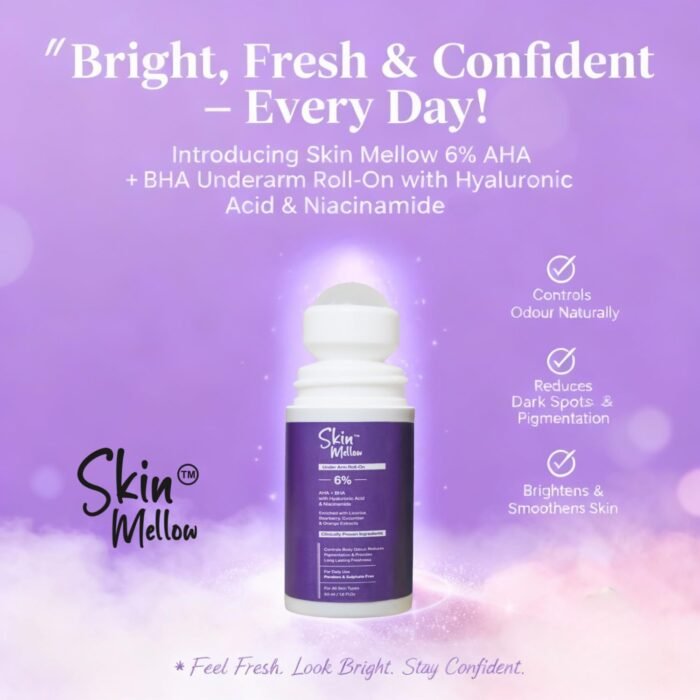 6% AHA BHA Underarm Roll-On | With Hyaluronic Acid & Niacinamide Controls Odour, Reduces Pigmentation & Brightens Skin | Alcohol, Paraben & Sulphate Free | For Women & Men | 50ml - Image 2