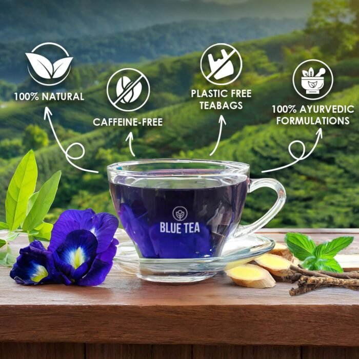 BLUE TEA Belly Fat 30 Tea Bags Pyramid Plant Based Caffeine Free Herbal Tea - Image 7