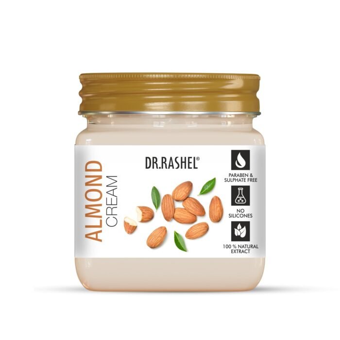 DR.RASHEL Almond Face And Body Cream For Women and Men (380 Ml) | All Skin Types |Soft and Healthy Skin | Repairing & Nourishment | Deep Hydration & Moisturization | 100% Vegan | Paraben Free - Image 2