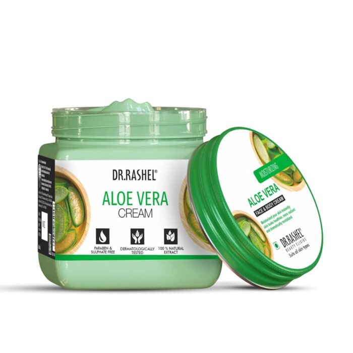 DR.RASHEL Aloe Vera Face And Body Cream For Women and Men (380 Ml) | All Skin Types |Soft and Healthy Skin | Repairing & Nourishment | Deep Hydration & Moisturization | 100% Vegan | Paraben Free - Image 4