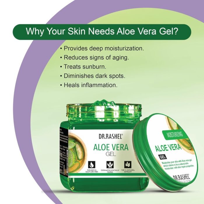 DR.RASHEL Aloe Vera Gel with natural Aloevera Extract for Men & Women for Moisturize and Sooth Glowing Skin with No Parabens, SLS, Silicones & Colour (380ml) - Image 4