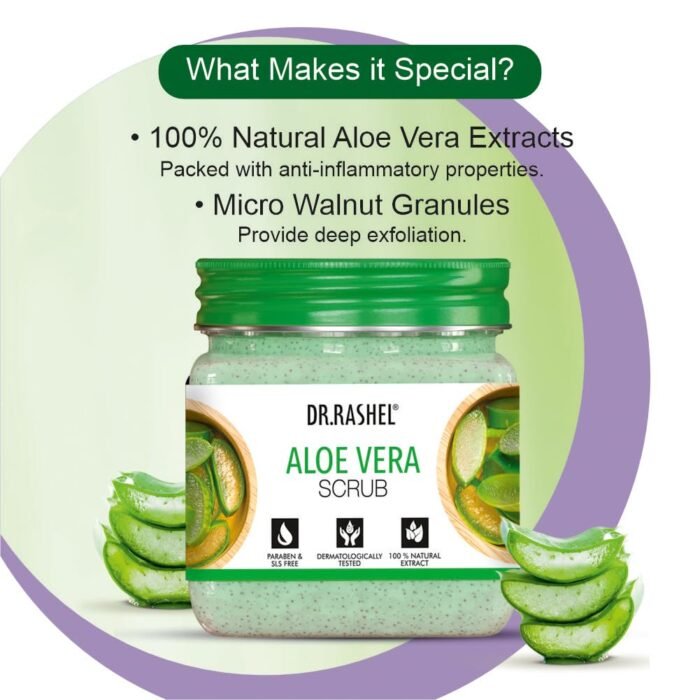 DR.RASHEL Aloe Vera Scrub For Face & Body (380 Ml) | All Skin |Cleanser Scrub For Deep Exfoliation | Dead Skin Remover| Tan Removal | Blackhead Remover - Image 5