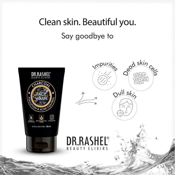 DR.RASHEL CHARCOAL FACE WASH FOR MEN THAT CONTROLS POLLUTION & ACNE PARABEN FREE (100 ml) - Image 3