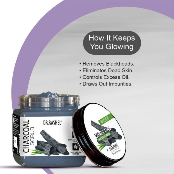 DR.RASHEL Charcoal Scrub For Face & Body (380 Ml) | All Skin |Cleanser Scrub For Deep Exfoliation | Dead Skin Remover| Tan Removal | Blackhead Remover | Activated Charcoal - Image 4