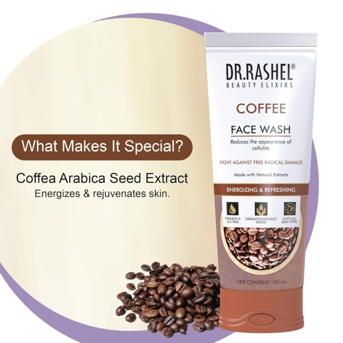 DR.RASHEL Coffee Face Wash For Men & Women Concentrate for Deep Cleansing & Clove Purifying With Active Coffee Beans Crushed And Natural Ingredients Suitable For All Skin Oily to Normal - 100 ML - Image 4