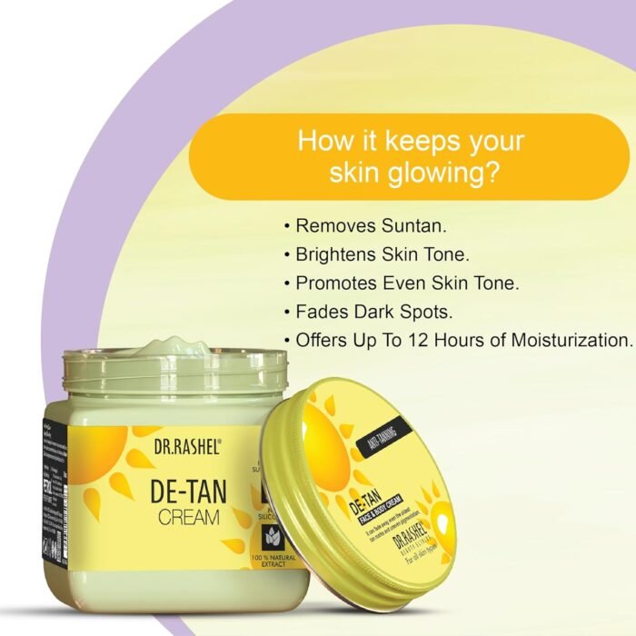 DR.RASHEL De-Tan Face Cream For Women and Men (380 Ml) | All Skin Types |Soft and Healthy Skin | Repairing & Nourishment | Deep Hydration & Moisturization | 100% Vegan | Paraben Free - Image 7