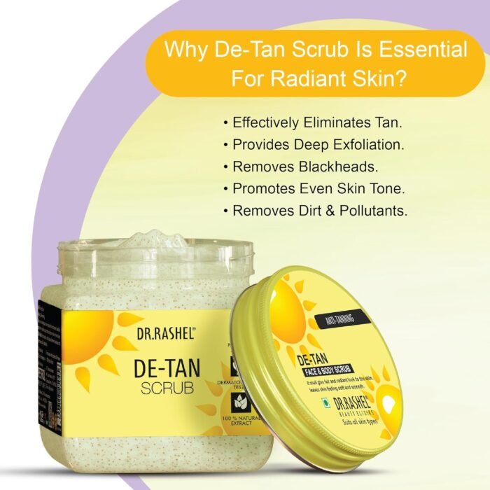 DR.RASHEL De-Tan Scrub For Face & Body (380 Ml) | Revitalizing Tan Removal || Cleanser,Dead Skin|| Blackhead Remover For Deep Exfoliation Scrub - Image 6