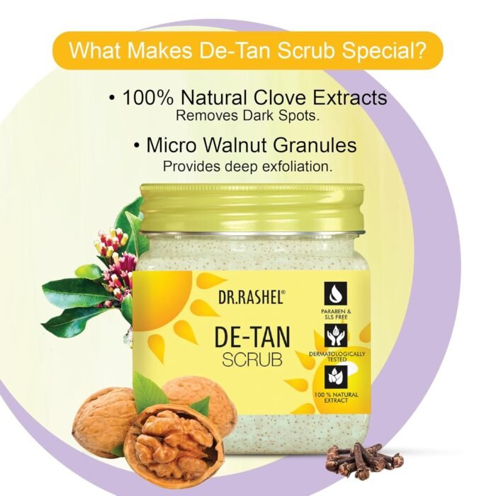 DR.RASHEL De-Tan Scrub For Face & Body (380 Ml) | Revitalizing Tan Removal || Cleanser,Dead Skin|| Blackhead Remover For Deep Exfoliation Scrub - Image 5