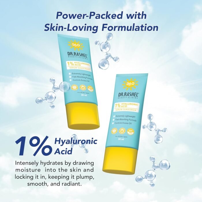 DR.RASHEL Hyaluronic Acid Serum Sunscreen, SPF 60, Lightweight Formula, 30 ml - Image 4