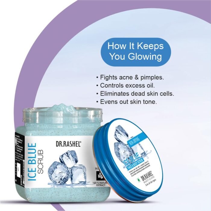 DR.RASHEL Ice Blue Scrub For Face & Body (380 Ml) | All Skin |Cleanser Scrub For Deep Exfoliation | Dead Skin Remover| Tan Removal | Blackhead Remover - Image 4