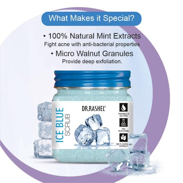 DR.RASHEL Ice Blue Scrub For Face & Body (380 Ml) | All Skin |Cleanser Scrub For Deep Exfoliation | Dead Skin Remover| Tan Removal | Blackhead Remover - Image 5