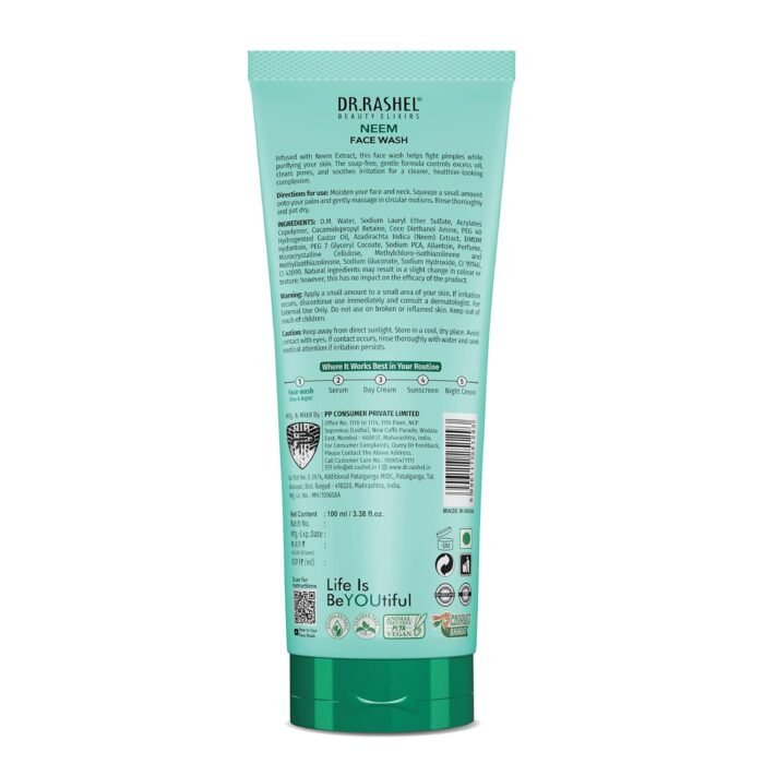 DR.RASHEL Neem Face Wash For Men & Women Concentrate for Deep Cleansing & Clove Purifying Face Wash With Active Neem Slices And Natural Ingredients | Anti-Bacterial | Anti-Fungal - 100 ML - Image 7
