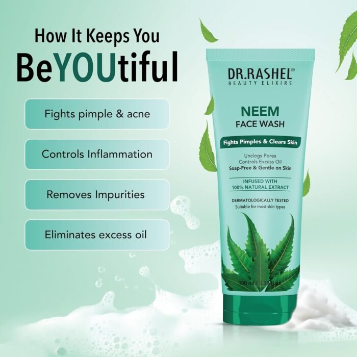 DR.RASHEL Neem Face Wash For Men & Women Concentrate for Deep Cleansing & Clove Purifying Face Wash With Active Neem Slices And Natural Ingredients | Anti-Bacterial | Anti-Fungal - 100 ML - Image 6