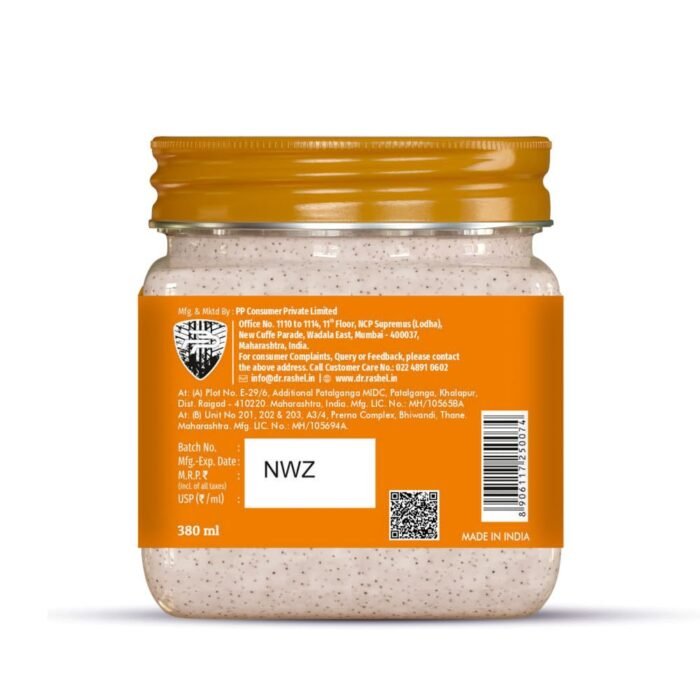 DR.RASHEL Orange Scrub For Face & Body (380 Ml) | All Skin |Cleanser Scrub For Deep Exfoliation | Dead Skin Remover| Tan Removal | Blackhead Remover - Image 2