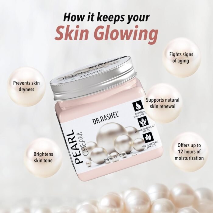 DR.RASHEL Pearl Face And Body Cream For Women and Men (380 Ml) | All Skin Types |Soft and Healthy Skin | Repairing & Nourishment | Deep Hydration & Moisturization | 100% Vegan | Paraben Free - Image 3