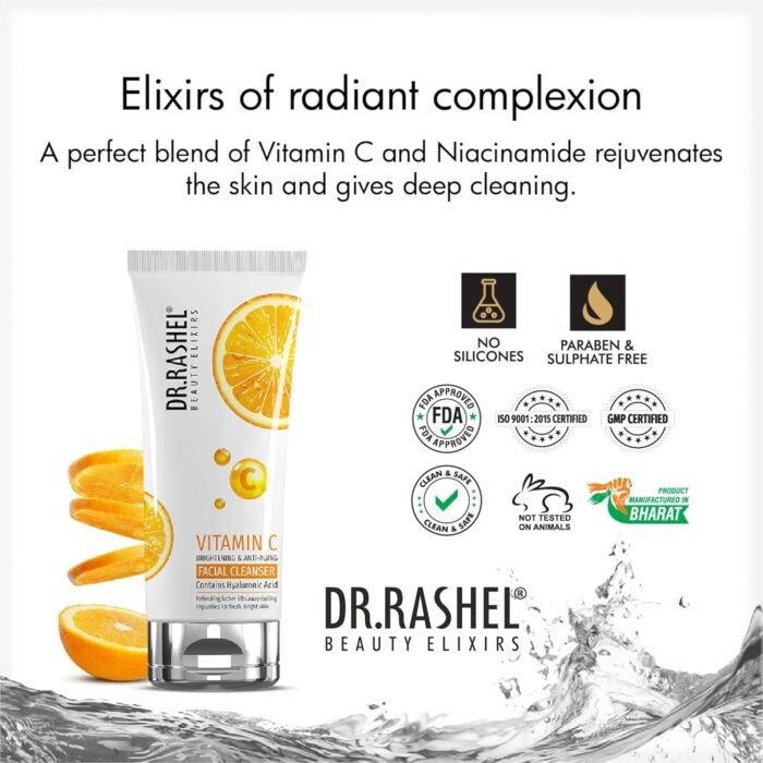 DR.RASHEL VITAMIN C FACIAL CLEANSER BRIGHTENING & ANTI-AGING CONTAINS HYALURONIC ACID (80ML) - Image 5
