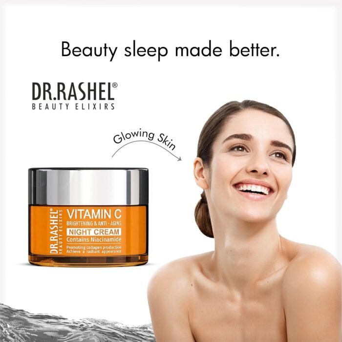 DR.RASHEL Vitamin C Night Cream Enriched with a Powerful Combination of Vitamin C & Collagen (50gm) | Fight Against Fine lines & Wrinkles | Helps Revitalizing & Nourishing the Skin | For Men & Women - Image 3
