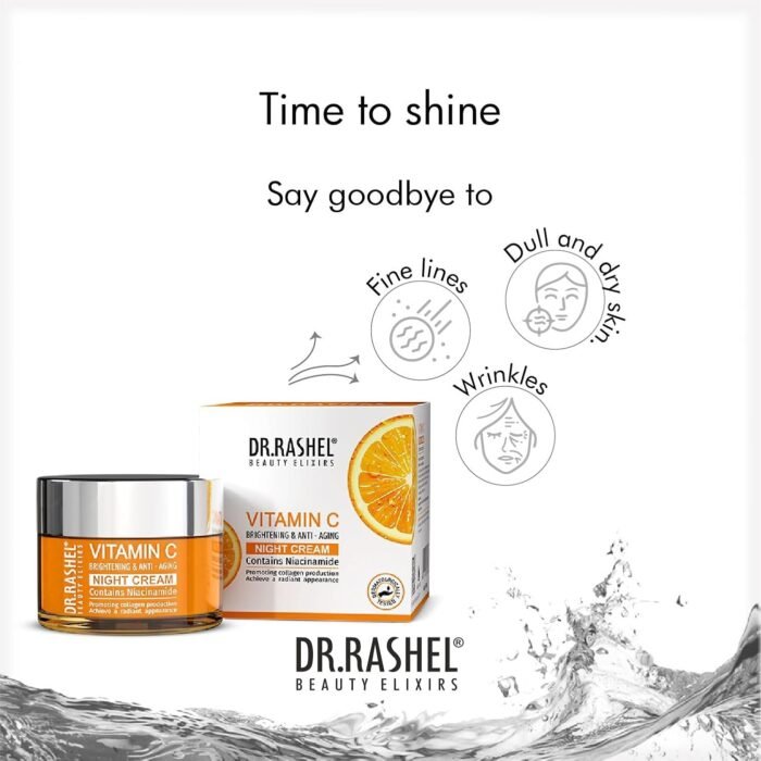 DR.RASHEL Vitamin C Night Cream Enriched with a Powerful Combination of Vitamin C & Collagen (50gm) | Fight Against Fine lines & Wrinkles | Helps Revitalizing & Nourishing the Skin | For Men & Women - Image 4
