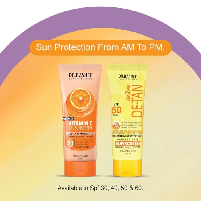 DR.RASHEL Vitamin C Sunscreen SPF 50 PA+++ Gel Ultra Hydrating Fights Sun Damage, Super Lightweight, Non Greasy Parabean Free | 100 ML - Image 9