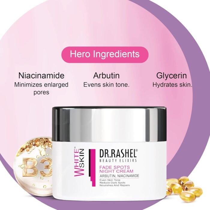 DR.RASHEL White Skin Face Night Cream For Women and Men (50 g) | All Skin Types | Reduces dark spots | Brightens, Nourishes and rejuvenates skin. - Image 4