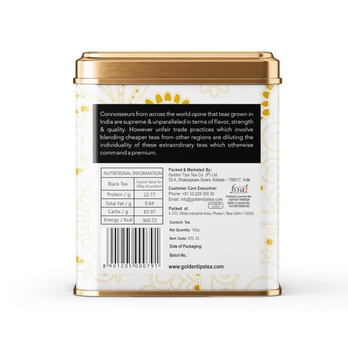 Golden Tips Full Leaf Black Tea Tin Can Chocolate Flavour (50 cups, 100 Gram) - Image 2