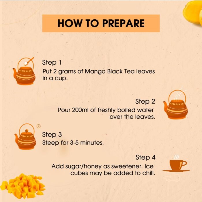 Golden Tips Mango Black Tea- Tin Can (50 cups, 100 Gram) - Image 4
