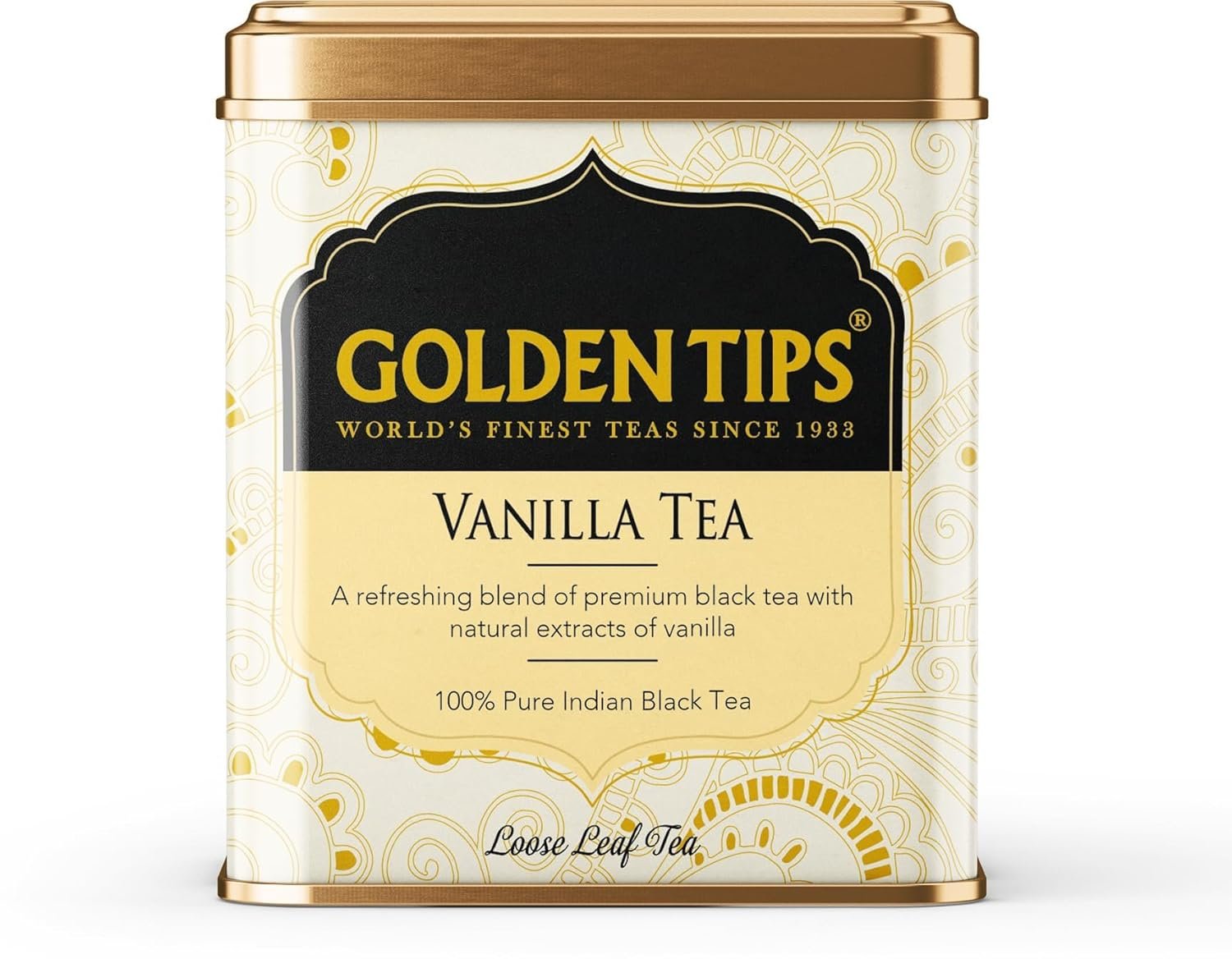 Golden Tips Vanilla Flavour Loose Leaves Black Tea Tin Can 100g 1
