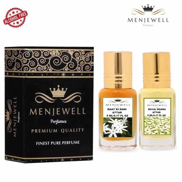 Menjewell Floral Raat Ki Rani & Mogra Liquid Attar Combo For Men & Women (Pack Of 2) 5Ml - Image 4