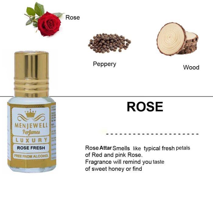 Menjewell Gift Pack Of 2(Sandalwood/Rose) Attar/Ittar/Etra Perfume For Men and Women | Non alcoholic | Best Gifting Long Lasting Luxury Scent | 6ml(each) - Image 2