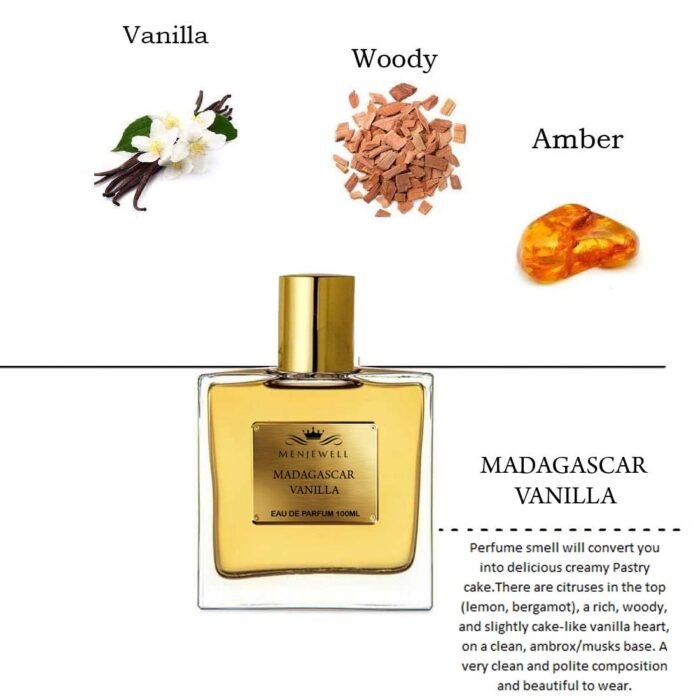 Menjewell Madagascar Vanilla Eau De Perfume for Mens | Long-Lasting Fragrance Scent | Unisex Aromatic Spray Ideal for Daily Use, Date Night, Gifting Purpose, and Special Occasions, (100 ml) - Image 3