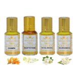 Menjewell Royal Mogra, Raat Ki Rani, Rajnigandha & Champa Perfume Floral Attar, 6 Ml (Pack Of 4)