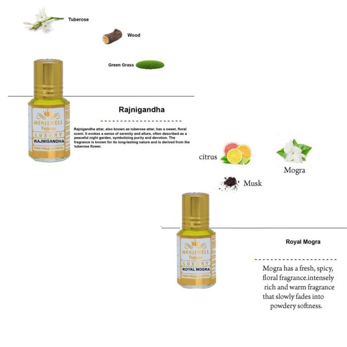 Menjewell Royal Mogra, Raat Ki Rani, Rajnigandha & Champa Perfume Floral Attar, 6 Ml (Pack Of 4) - Image 2